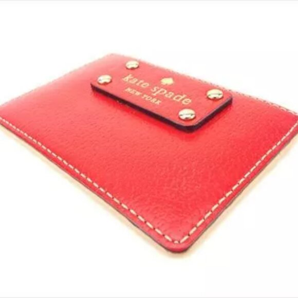 Kate Spade Card Case Red Beige leather Woman - Picture 3 of 7